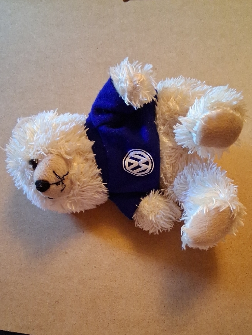 Plush Beige Bear Toy with Blue Shirt - Picture 3 of 8